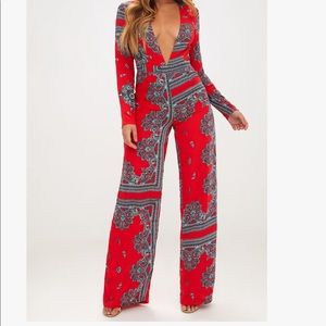 Pretty Little Thing Red Scarf Print Jumper